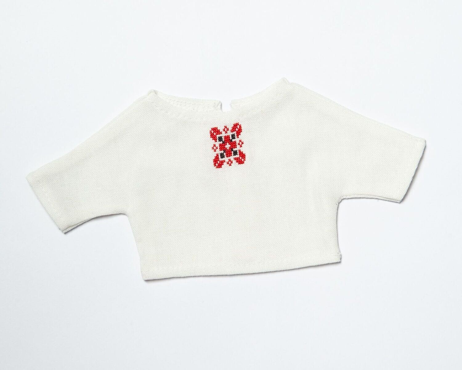 Gesticktes Shirt Vyshyvanka weiß - rot/schwarz bestickt. Traditionelle Vyshivanka Tracht. Für 23 cm Bären. Dekoartikel. Gebraucht