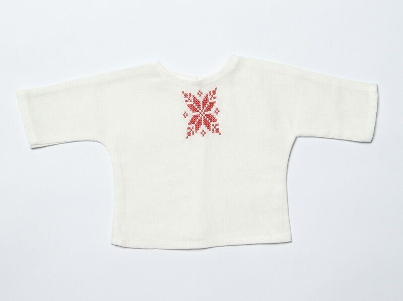 Gesticktes Shirt Vyshyvanka weiß - rot bestickt. Traditionelle Vyshivanka Tracht. Für 40 cm Bären. Dekoartikel. Gebraucht