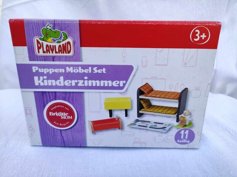 Puppenstuben Möbel Set. Kinderzimmer.  6-teilig. Holz und Kunststoff. Mehrfarbig. Dekoartikel