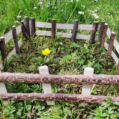 Zaun natur, Weidezaun Haselnussholz. 28 cm - Wichtelgarten. Dekoartikel