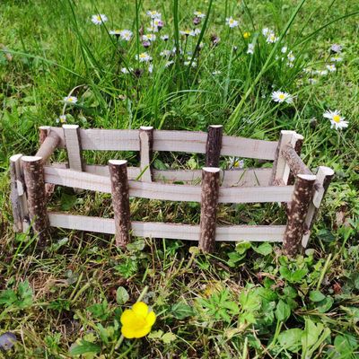 Zaun natur, Weidezaun Haselnussholz. 26 cm - Wichtelgarten. Dekoartikel