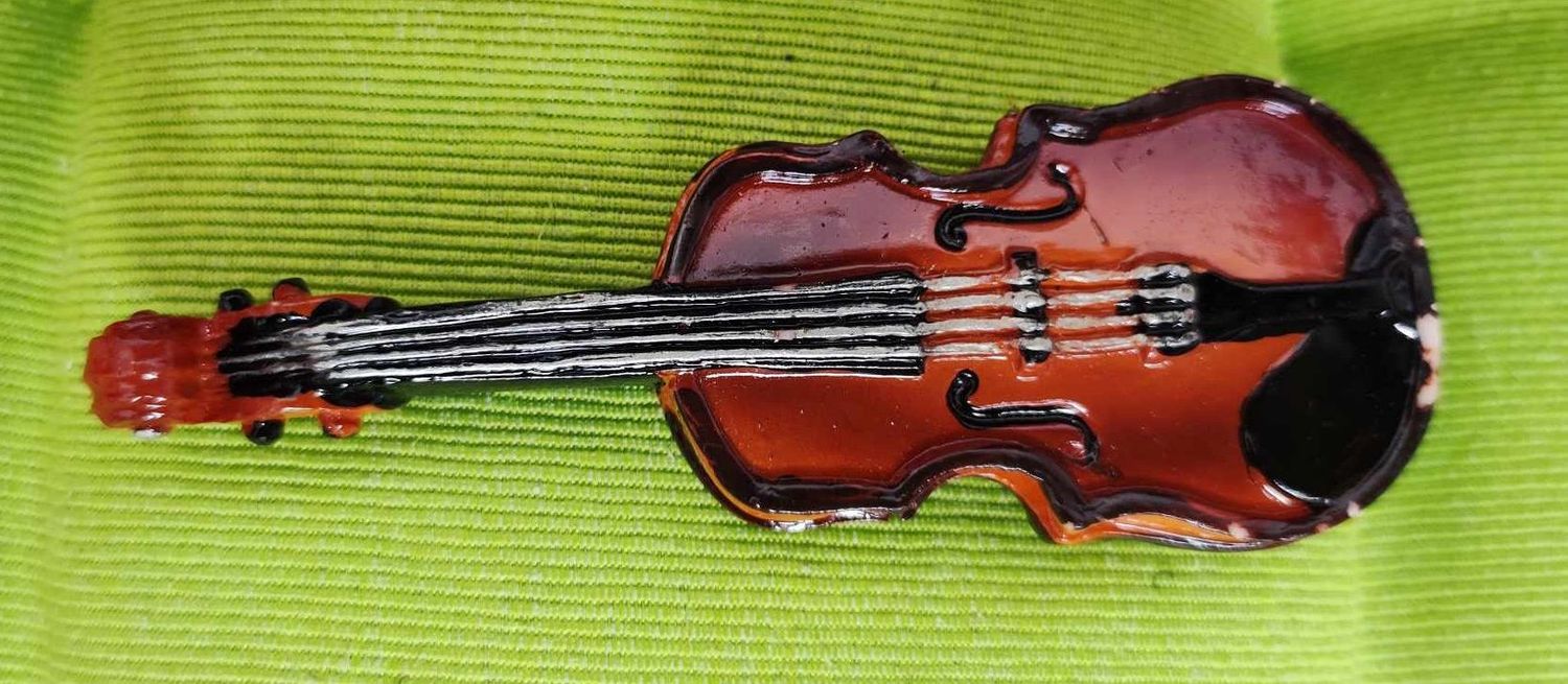 Miniatur Geige 9 cm. Wichteltür Zubehör. Polyresin. Dekoartikel