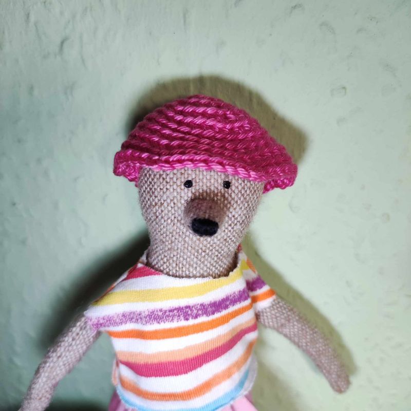 Kleiner gehäkelter Sonnenhut Pink. (Für Baby Bären).  Baumwolle. Dekoartikel. Gebraucht