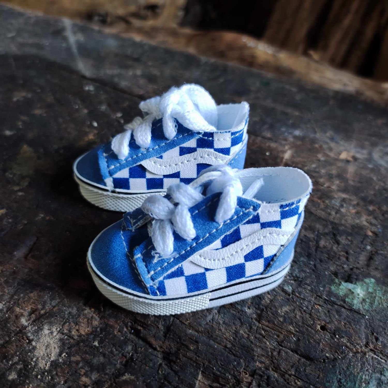 Mini Sneaker blau kariert 55mm