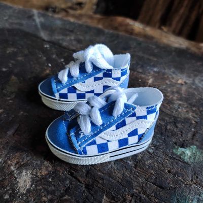 Mini Sneaker blau kariert 55mm