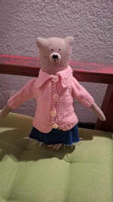 Vintage Rosa Strickjacke (für 23 cm Bären). Gebraucht. Wolle. Dekoartikel