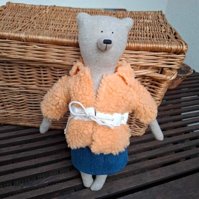 Vintage Teddy Jacke Orange (für 23 cm Bären). Gebraucht. Polyester. Dekoartikel