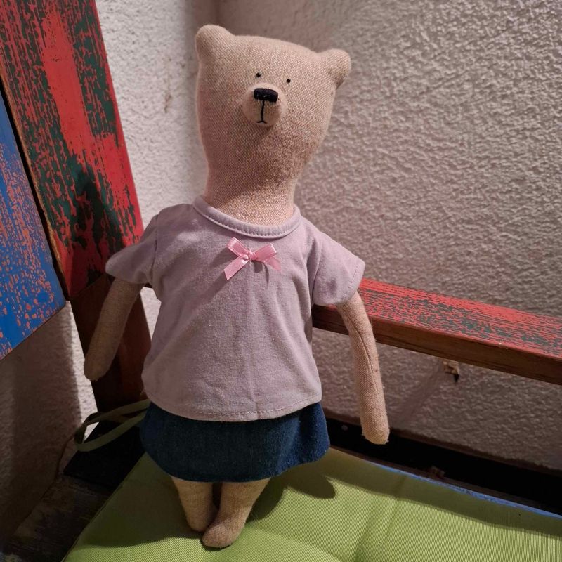 T-Shirt mit Rosa Schleife (für 40 cm Bären). Gebraucht. Baumwolle. Dekoartikel
