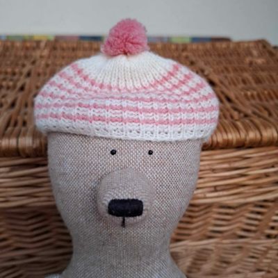 Vintage Mütze Rosa-weiß gestreift (für 40 cm Bären). Gebraucht. Baumwolle. Dekoartikel