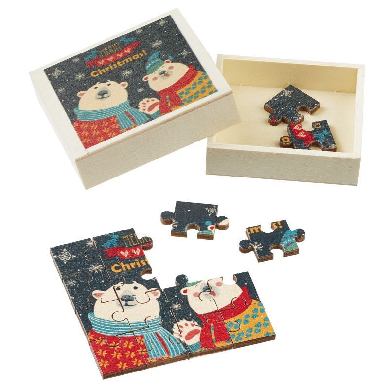 Puzzle II, Bären Motiv, ca. 5,5 cm mit Box, - Wichteltür Zubehör. Dekoartikel