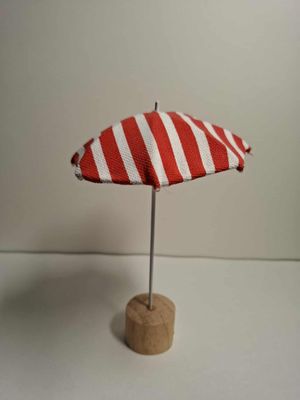 Miniatur Sonnenschirm rot/weiss Leinen