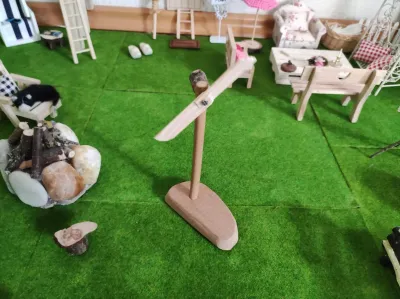 Miniatur Windrad aus Holz. Wichteltür Zubehör. Dekoartikel