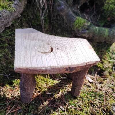 Miniatur Tisch Miniatur Holztisch auf bemooster Baumwurzel