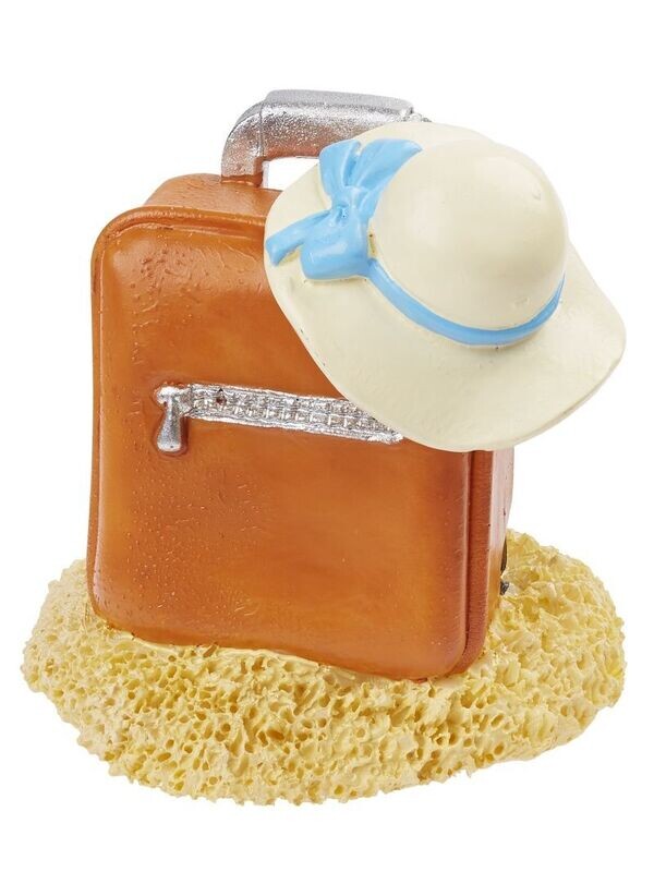 Miniatur Koffer mit Strandhut für die Wichteltür Miniatur Trolli Koffer mit Strandhut