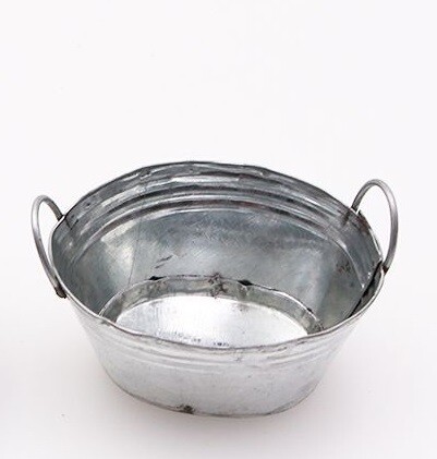 Miniatur Metallwanne silber für die Wichteltür Miniatur Metall-Wanne, silber