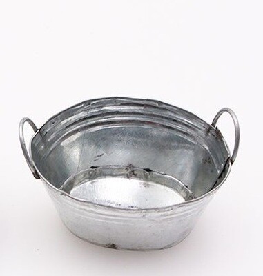 Miniatur Metallwanne silber für die Wichteltür Miniatur Metall-Wanne, silber