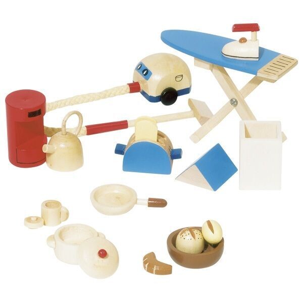 Mini Kuechen Set Miniatur Accessoires für die Puppen- oder Wichtelküche aus Holz