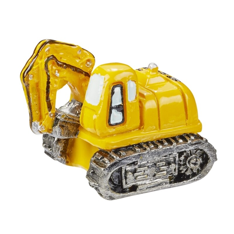 Miniatur Bagger für die Wichteltür Gelber Miniatur Bagger.