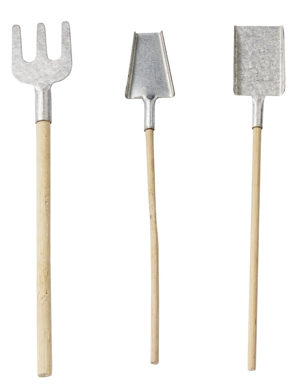 Kleines Werkzeug Set für die Wichtelwerkstatt Miniatur Werkzeug Set aus Heugabel und
2 verschiedenen Schaufeln