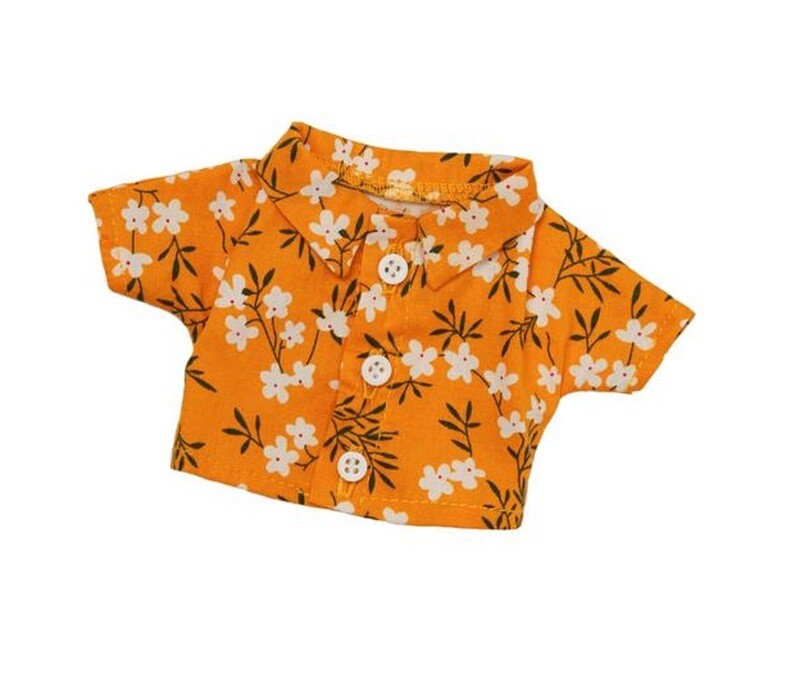 Kleines orange Hemd mit Blumen (für 23 cm Bären)
