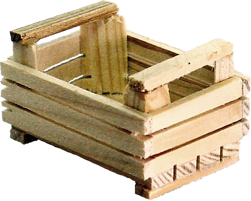 Kleine Holzkiste für die Miniatur Wichteltür Kleine Holzkiste aus hellem Holz.