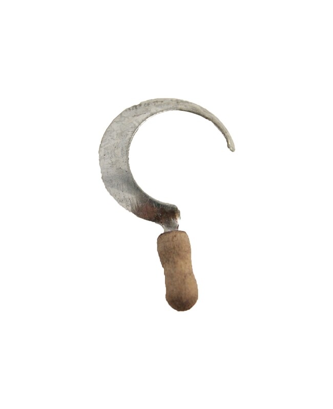 Kleine Miniatur Sichel für die Wichtelwerkstatt Miniatur Sichel mit Holzgriff