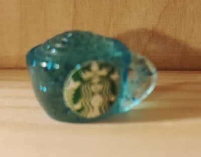  Kleine, Miniatur blaue Kaffeetasse mit Glitzereffekt