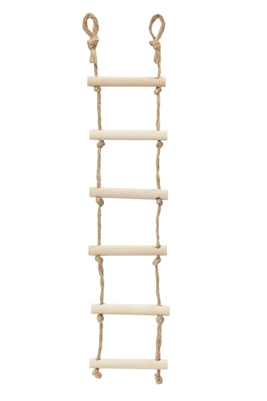 Kleine Strickleiter für die Wichteltür Miniatur-Strickleiter aus Holz und Kordel, 15×4,5 cm, naturfarben, für Wichteltüren, Puppenstuben und Miniaturwelten.