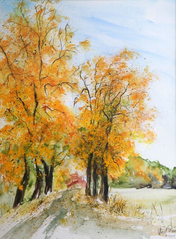 Herbst in Eichmedien Aquarell Herbst in Eichmedien Aquarell