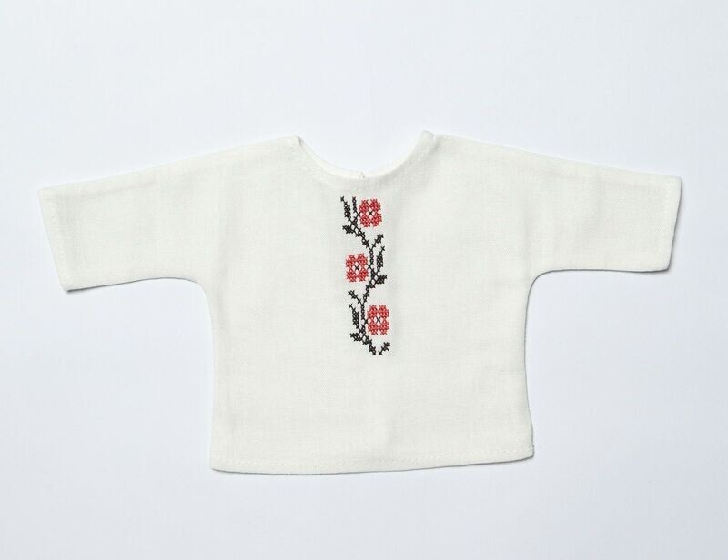Gesticktes Shirt Vyshyvanka weiß mit Blumen Ornament bestickt fuer 40 cm Philomena Kloss Baeren Gesticktes Shirt Vyshyvanka weiß mit Blumen Ornament bestickt fuer 40 cm Philomena Kloss Baeren