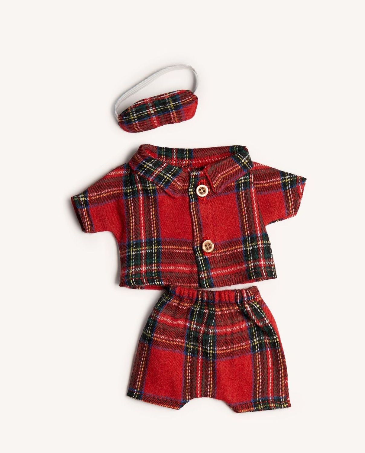 Kleiner Pyjama Rot kariert für 23 cm Bären