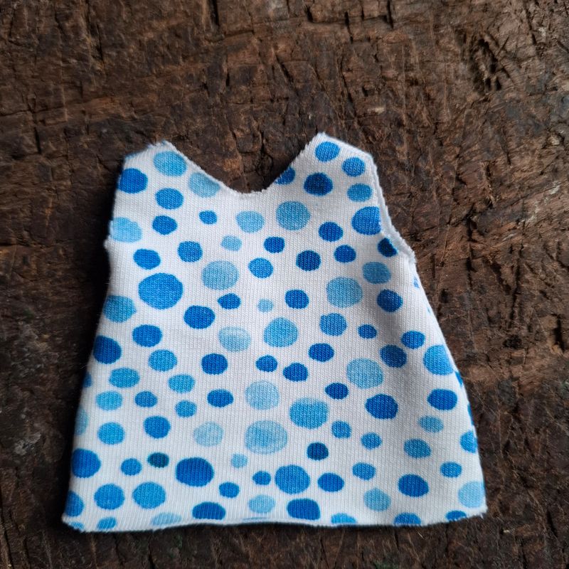 Blau weiss gepunktetes Kleid fuer 13 cm Philomena Kloss Baeren