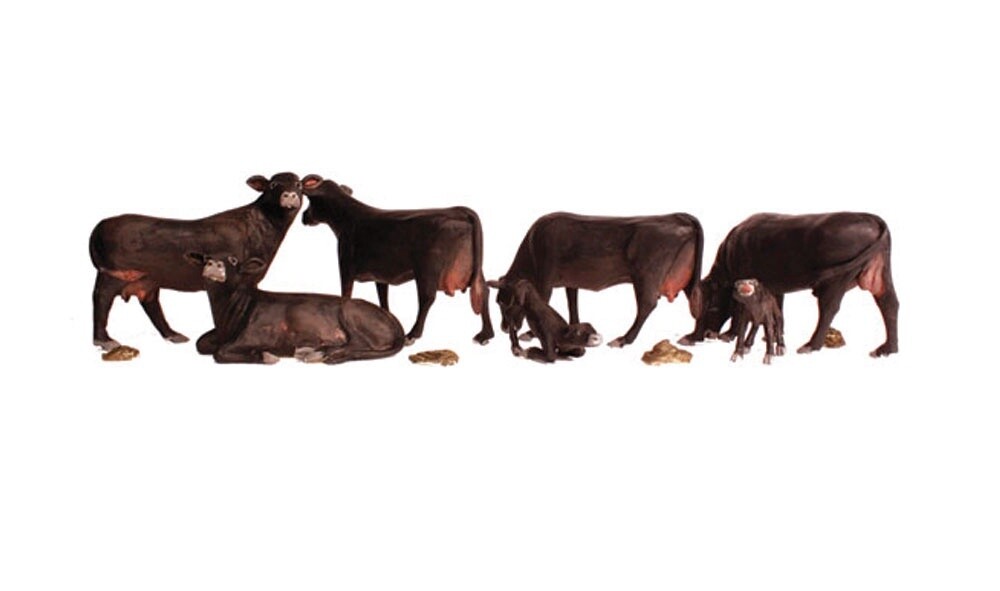 Black Angus Cows - N Scale -- pkg(7)
