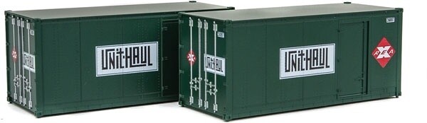20' Smooth-Side Container with Right Side Door 2-Pack - Railway Express Agency #260095, 260097