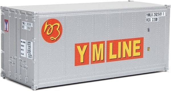20' Smooth-Side Container - Ready to Run -- YM Line (white, orange, yellow)