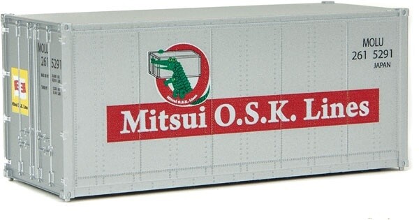 20' Smooth-Side Container - Ready to Run -- Mitsui OSK Lines (gray, Alligator Logo)