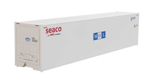 40' Hi-Cube Smooth-Side Reefer Container - Assembled -- Mitsui Overseas Lines - SEACO/MOL (white, blue, red)