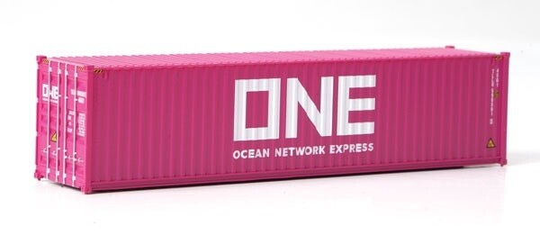 40' Hi-Cube Corrugated-Side Container - Assembled -- Ocean Network Express - ONE (magenta, white)