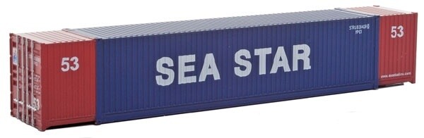 53' Singamas Corrugated-Side Container - Ready to Run -- Sea Star (blue, red, white)