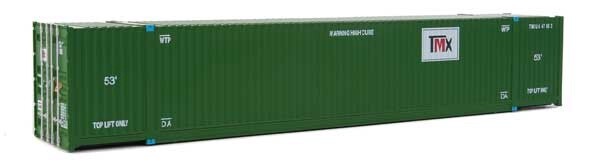 53' Singamas Corrugated-Side Container - Assembled -- TMX Intermodal (green, white, black, red)