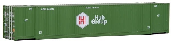 53&#39; Singamas Corrugated Side Container - Ready to Run -- Hub Group (green, white, red)