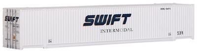 53&#39; Singamas Corrugated Side Container - Ready to Run -- Swift (white, blue)