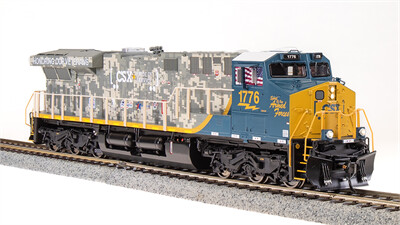 GE ES44AC - Sound and DCC - Paragon4 -- CSX #1776 (Pride In Service Veterans Commemorative; Camouflage, blue, yellow)
