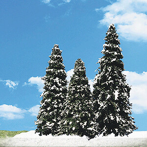 Woodland Classic Trees(R) Ready Made - Snow Dusted -- 2 to 3-1/2"  5.1 to 8.9cm Tall pkg(5)