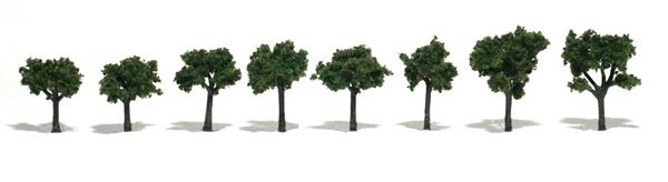 Deciduous Trees - Realistic Trees -- Medium Green 3/4 to 1-1/4" 1.9 to 3.2cm pkg(8)