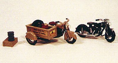 Motorcycles - Classic 1947 Model 2-Pack -- 1 Stock, 1 w/Service Sidecar Box (Gas Can, Tool Box, Tire etc.)