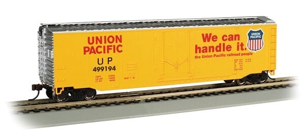 50' Plug-Door Boxcar -- Union Pacific #499194 (Armour Yellow, red, silver; "We Can Handle It" Slogan)