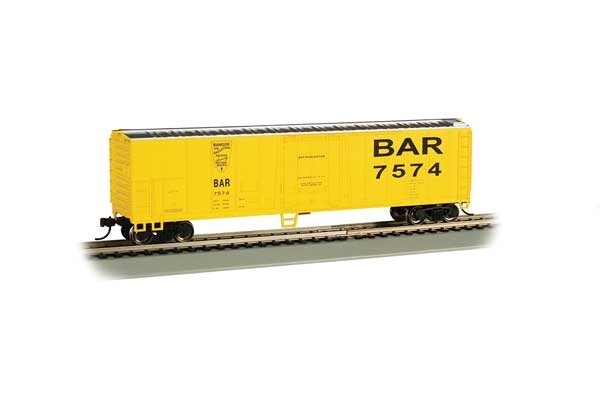 50' Steel Mechanical Reefer - Ready to Run - Silver Series(R) -- Bangor & Aroostook #7574 (yellow, Large BAR, Shield Logo)
