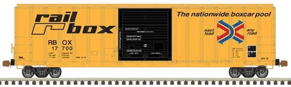 Atlas FMC 5077 Single-Door Boxcar - Railbox  #17867 (yellow, black)