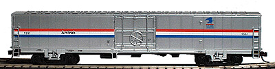 60&#39; Material Handling Car (MHC) - Single Car Ready to Run -- Amtrak(R) Phase III US Mail Emblem